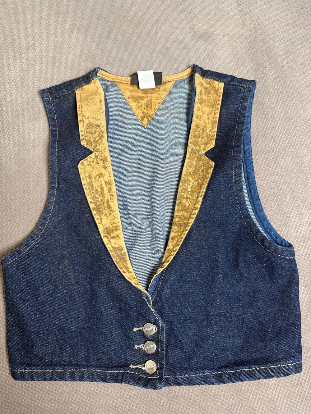 Roughrider Vintage Women’s Blue Denim Vest with Suede Trim